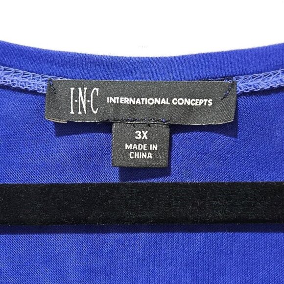 INC ROYAL BLUE KNOT SCOOP SHORT SLEEVE TOP  2X - 3X  CRUISE RESORT TRAVEL - Picture 6 of 7